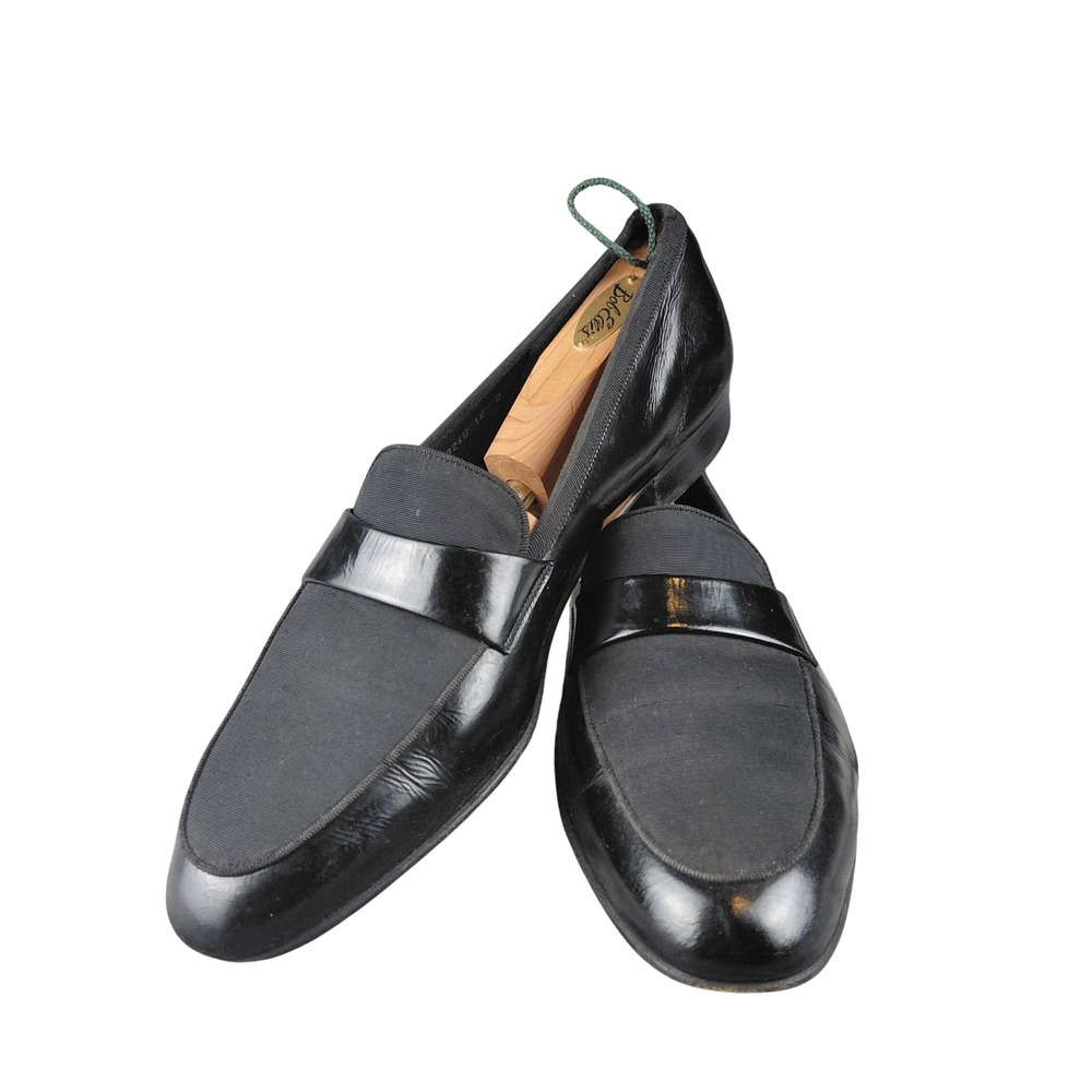 Salvatore Ferragamo Mens Black Patent Leather Fabric Formal Loafers 324U 12 D